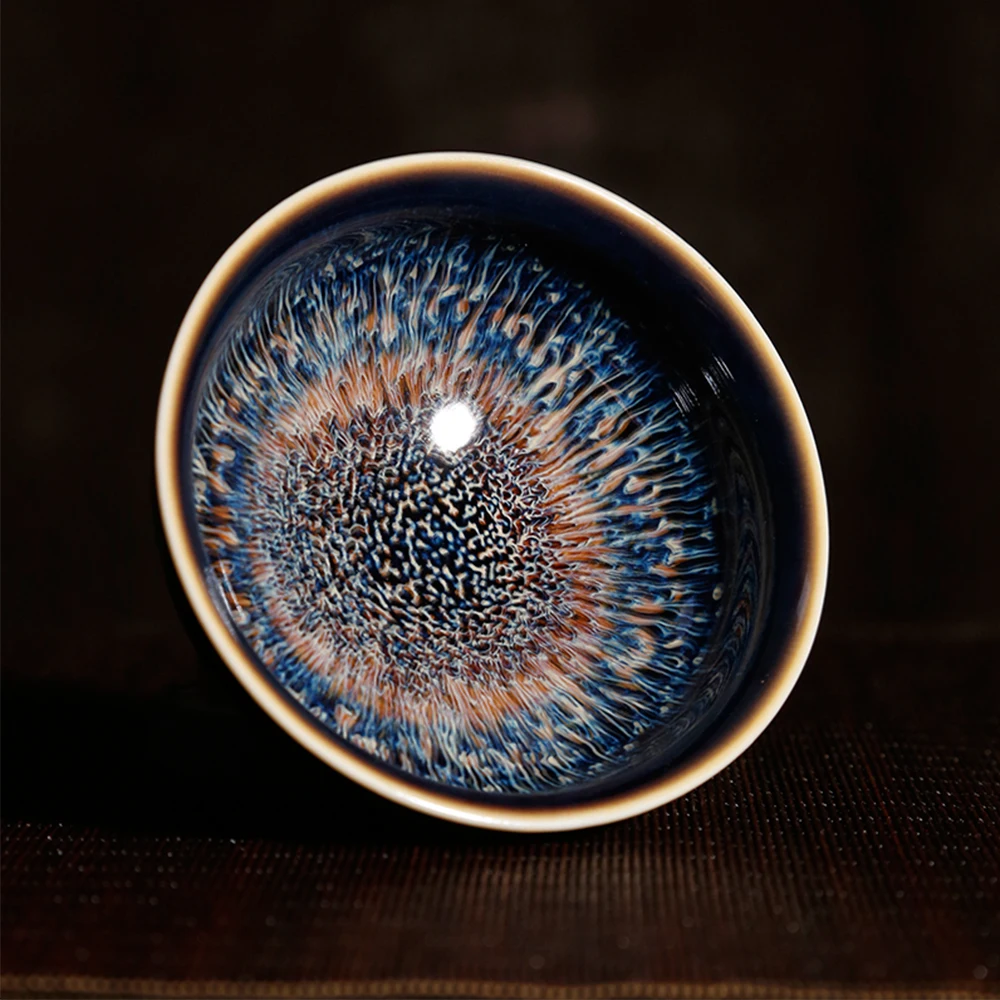 

Chinese Traditional Style Kiln Change Design Ceramic Teacup For Gift Home Hotel Office Teahouse 50mL Retro Blue Kungfu Tea Cup