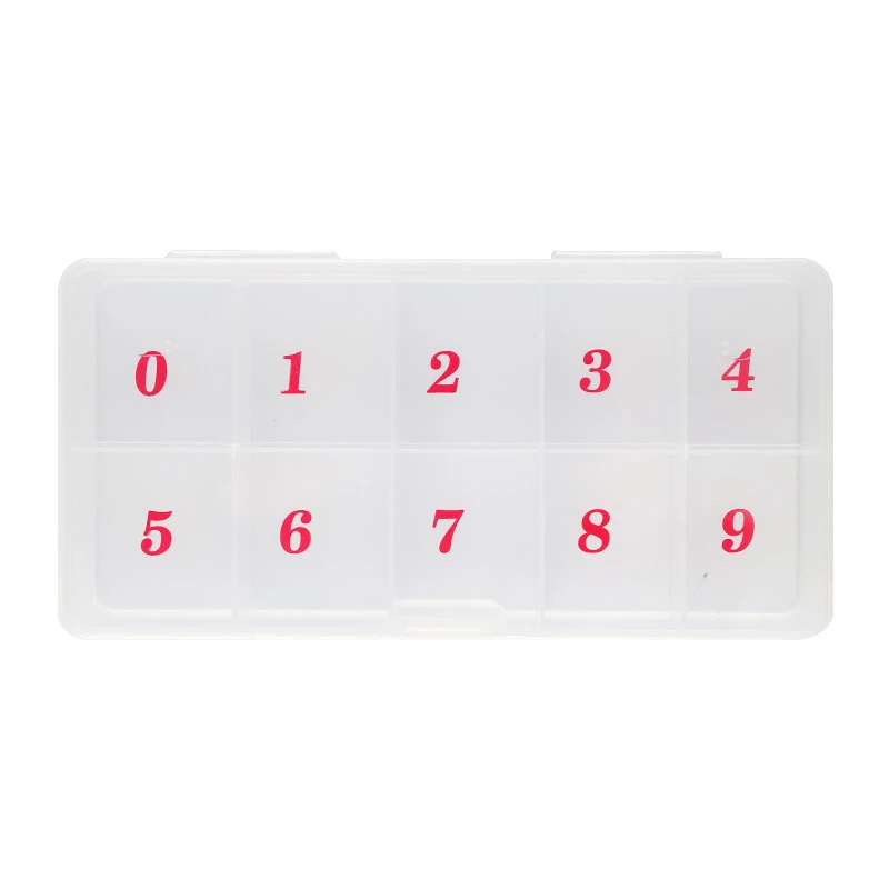 Translucent False Nail Numbers Manicure Tool Clear Natural Storage Case Nail Box Empty Storage 10 Grids Nail Art Box Storage