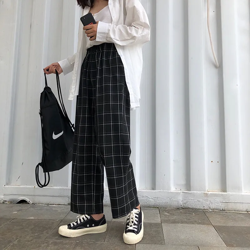 Женские повседневные брюки с высокой талией в корейском винтажном стиле офисные