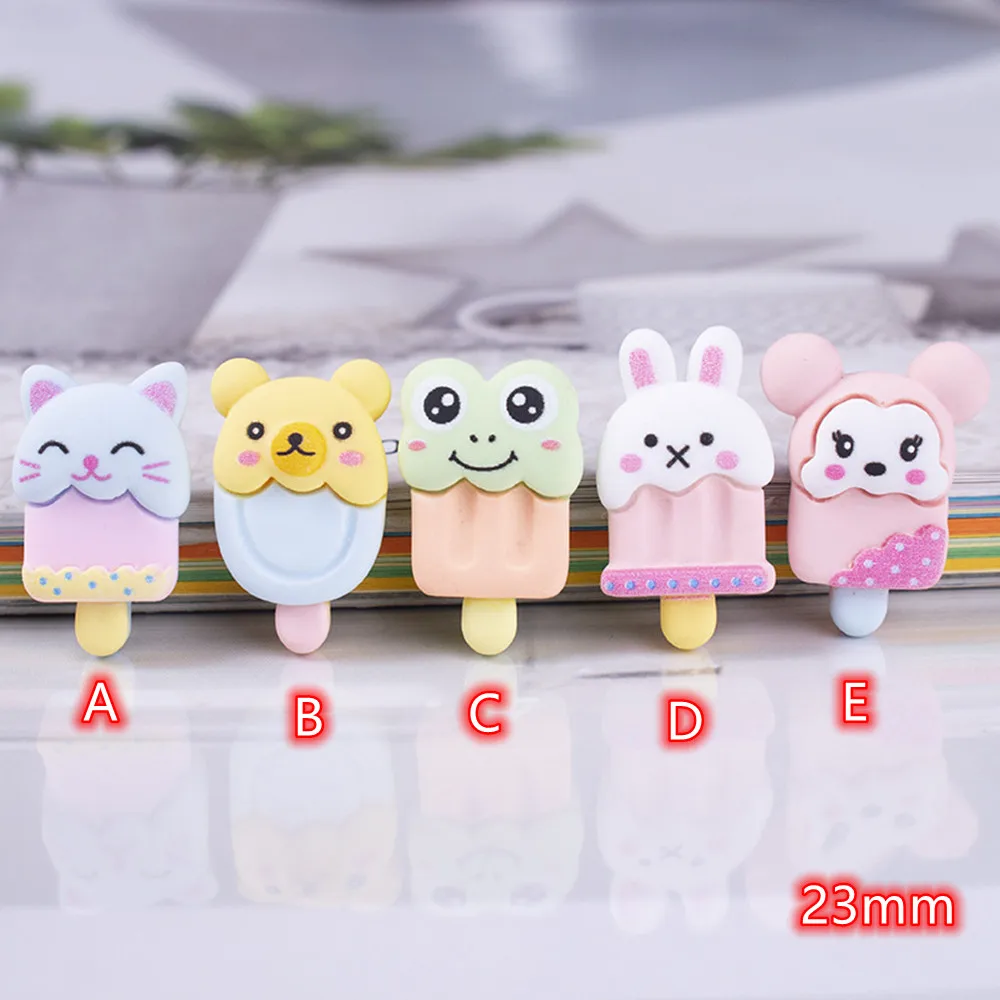 

New Cute Resin Ice Cream Flat Back Cabochon 20pcs Cartoon Foods Ice Cream Scrapbook Kawaii DIY Embellishments Accessories