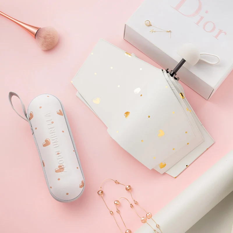 Маленький модный складной зонт от дождя женский подарок мужской мини Карманный