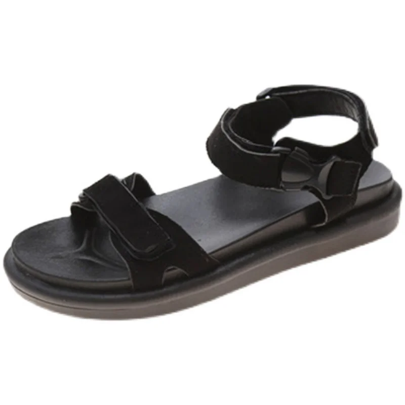 

2021 Summer Beach Sandal Woman Luxury All-Match Anti-Skid Clogs Wedge Heel Shoe Thick Suit Female Beige Retro Platform Comfy Low