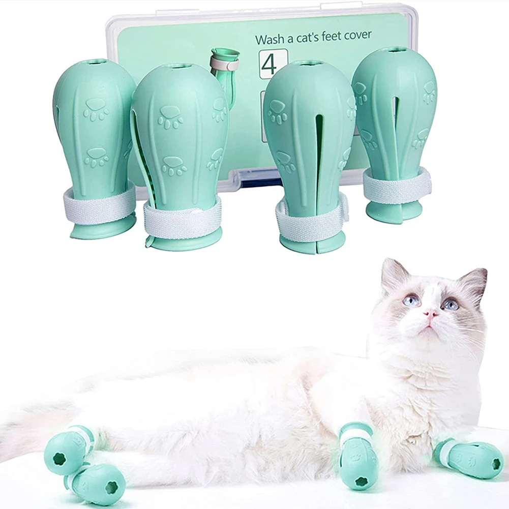 

Anti-Scratch Cat Claw Cover Bite Silica Gel Cover Cat Grooming Supplies for Cats Boots Bath Washing Paw Protector