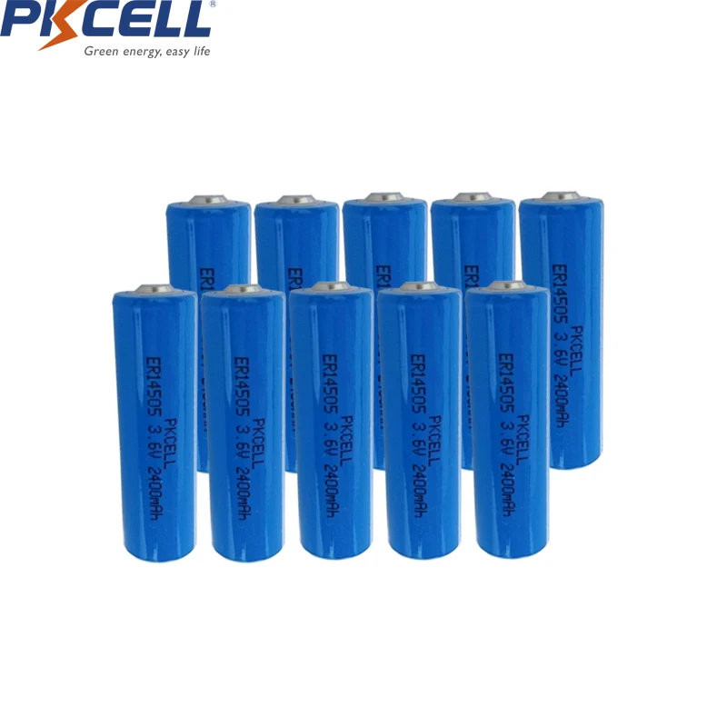 10 шт. PKCELL 3,6 v aa литиевая батарея ER14505 LS14500 2400mah aa 3,6 v литиевая неперезаряжаемая батарея 2A Li-SOCl2 батареи