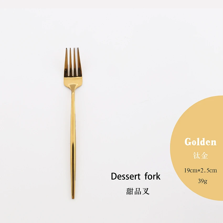 High Quality Gold Cutlery Set Stainless Steel Portable Dinnerware Set Mirror Polishing Food Steak Fork Spoon Knife Chopstick 1pc - Цвет: 12