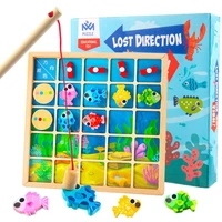 montessori game wooden sensory toys 2 in 1 magnetic fishing direction matching game logical thinking baby education toy children