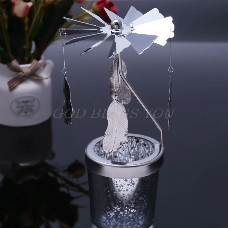 Звездчатый Кап-вращающийся карусель поворотный Свечи Tealight металлическая стойка держатель