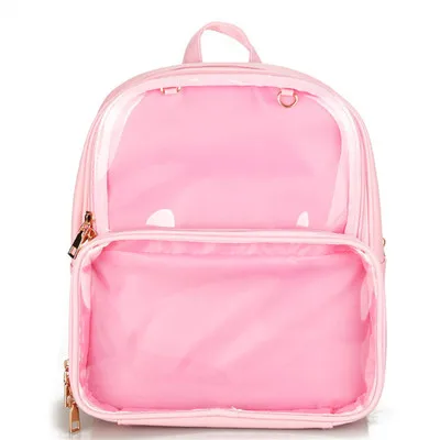 

Cute Clear Transparent Women Backpacks PVC Jelly Color Student Schoolbags Fashion Ita Teenage Girls Bags For School Backpack
