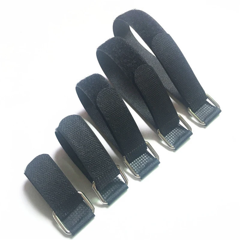 5Pcs/lot Reusable Metal Buckle Velcros Strap Cable Ties Model Straps Wire Stick Buckle Belt Bundle Tie Hook Loop Fastener Tape
