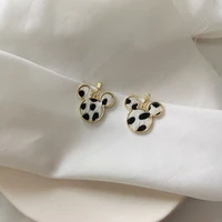cute mouse earrings stud leopard print spot bear 2022 new winter accessories wholesale charm wedding jewelry for women