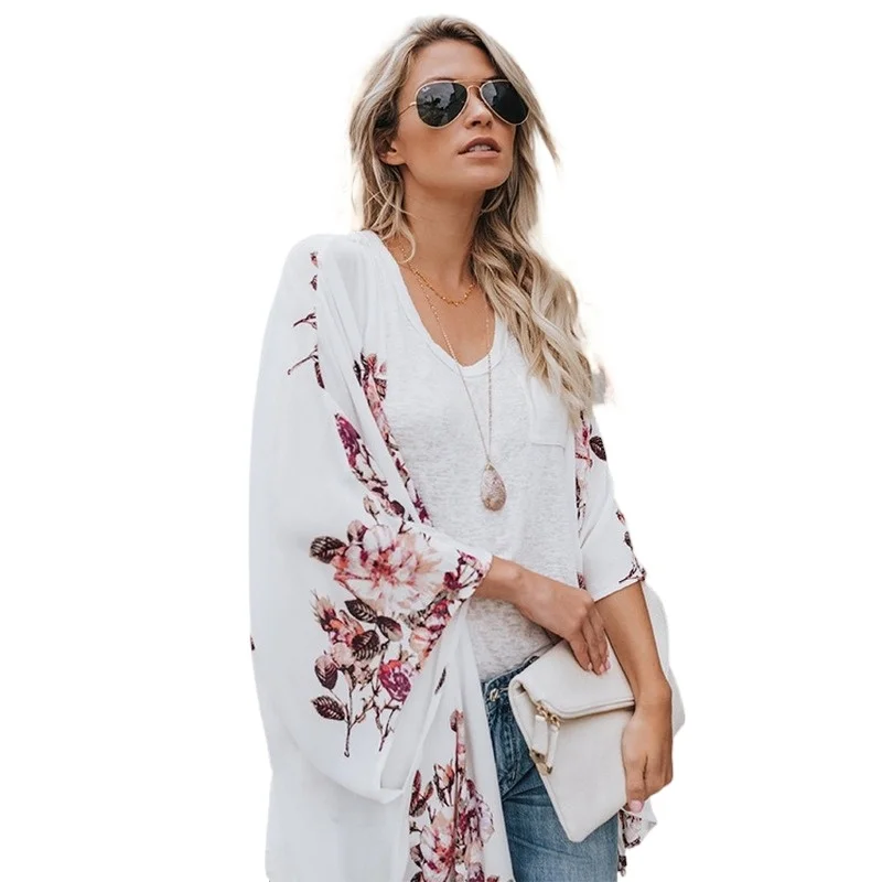 

Summer new style women's chiffon printed cardigan long sleeve chiffon blouse