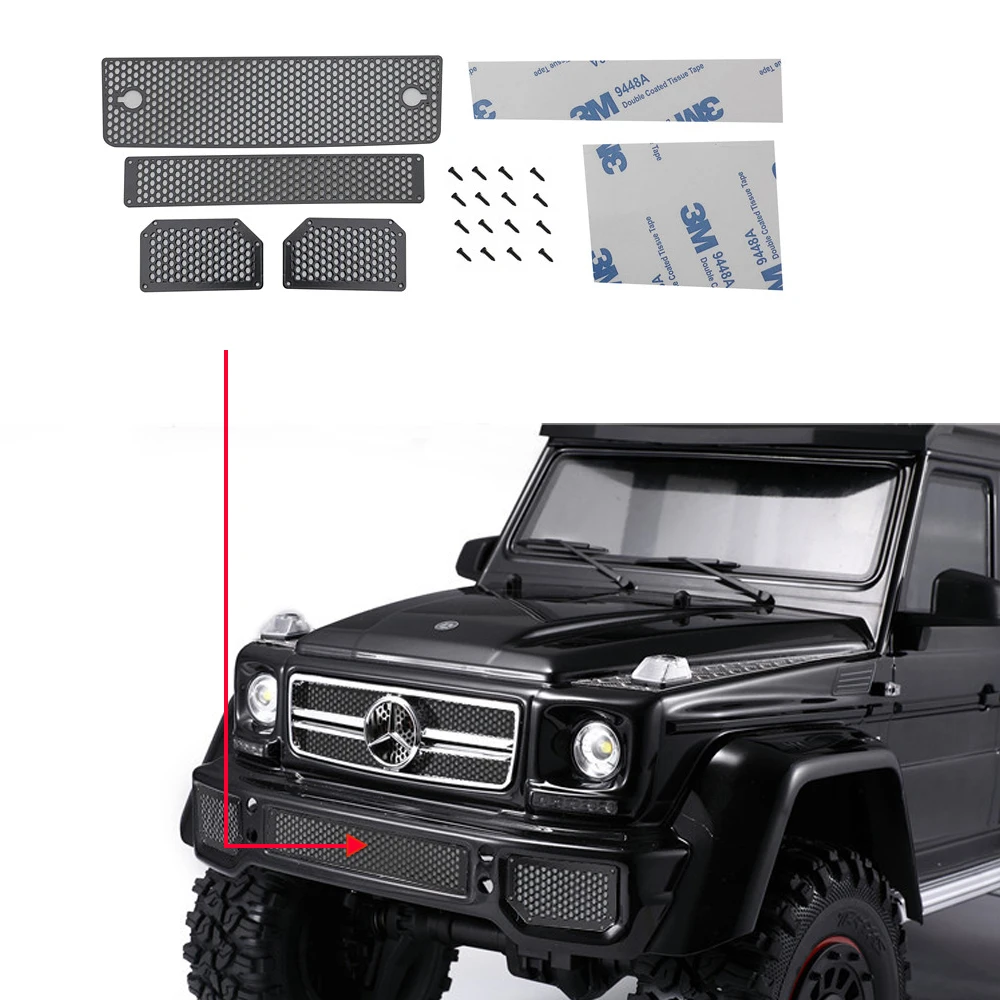 

Stainless steel metal front grille Grille for 1/10 TRX4 defender G500 TRX6 G63 88096-4 82096-4 Crawler Cars