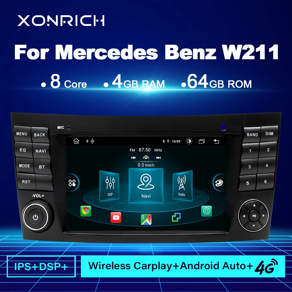 

Carplay Android 11 Car Multimedia Player For Mercedes Benz E-class W211 E200 E220 E300 E350 E240 E270 E280CLS CLASS W219 DSP IPS