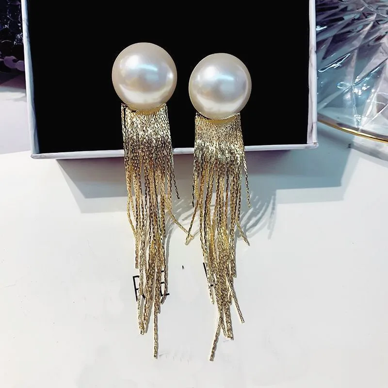 Женские длинные серьги кисточки с жемчугом в европейском и американском