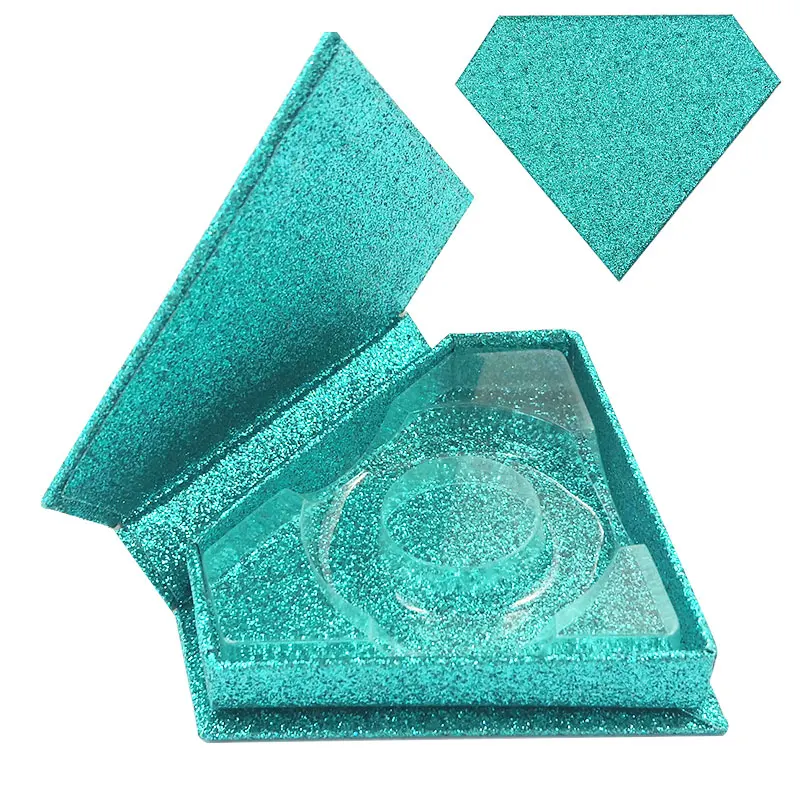 

Wholesale False Eyelash Packaging Box Lash Boxes Custom Faux Mink eyelashes Package Cosmetic Storage water blue Cases Vendors