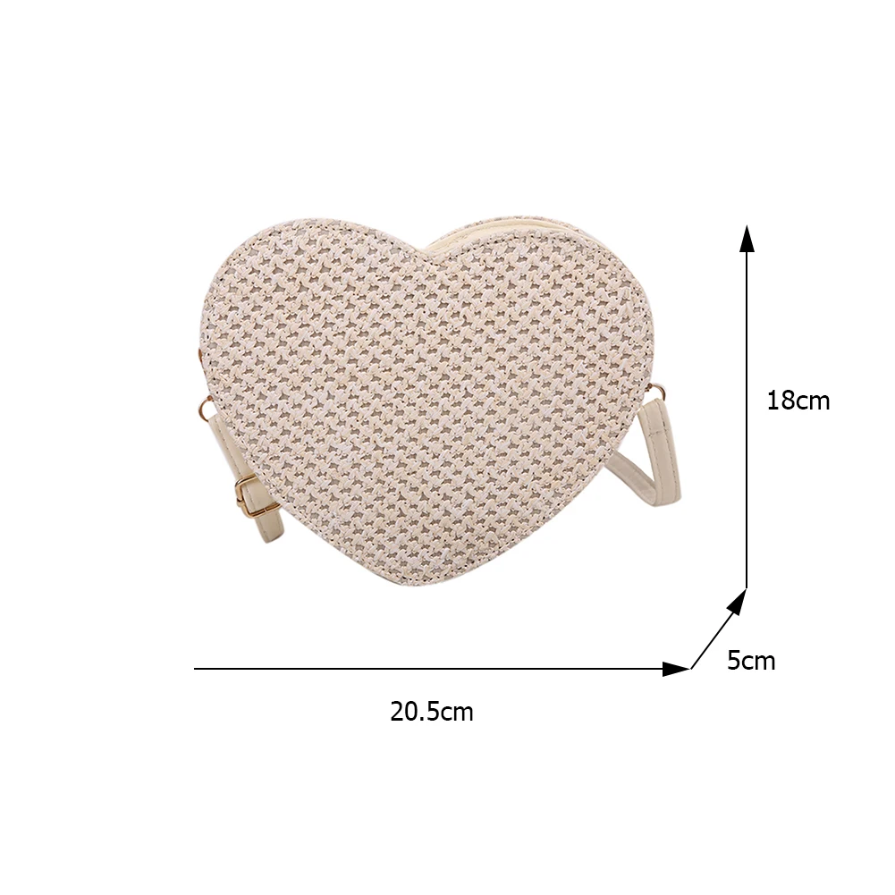 

Fashion Women Heart Shape Woven Shoulder Crossbody Bags Casual All-matchMessenger Bag Ladies Summer Beach Small Purses Handbags