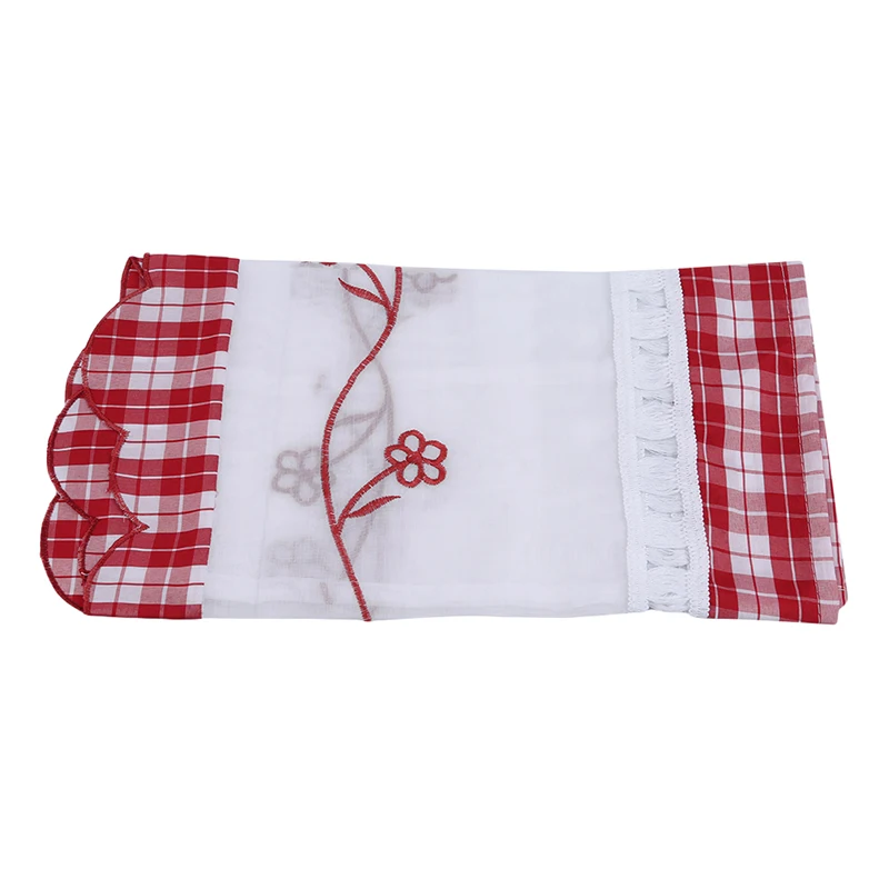 30*90 см красная штора в клетку занавеска высокое качество вышитая кофейная для