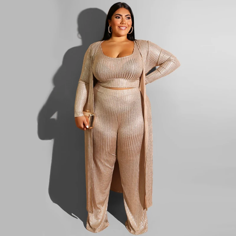 2019 осенний Женский комплект из трех предметов золотого размера плюс