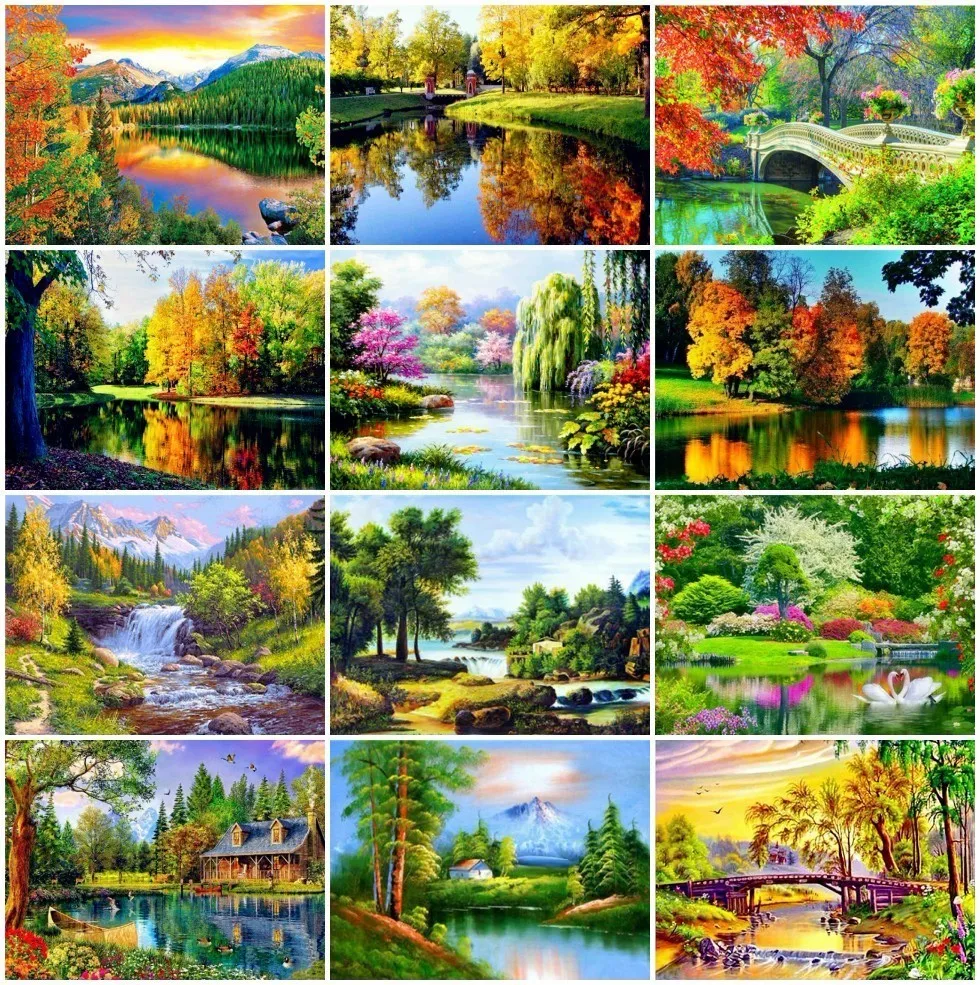 AZQSD Бриллиантовая Вышивка Дерево пейзаж Рукоделие &quotсделай сам&quot: полная