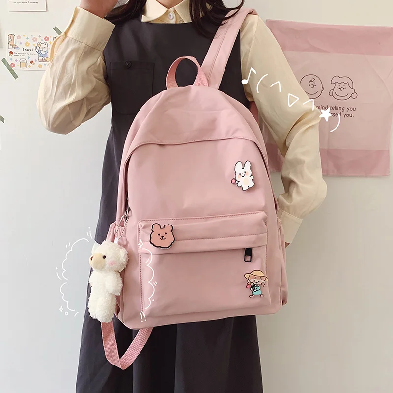 

HOCODO Nylon Waterproof Women Backpack Shoulder Bag For Teenager Girl Solid Color Backpack Female High Capacity Travel Bag Women