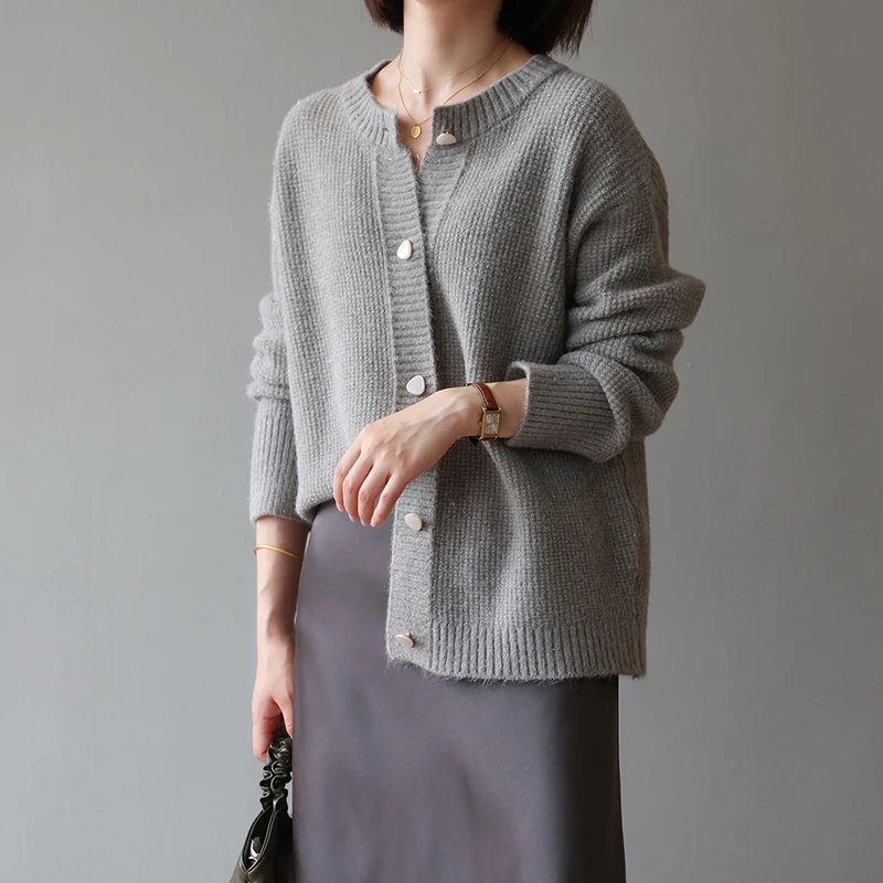 

Autumn 2021Women's Sweater Bright New Korean Loose Single-Breasted Knitted Cardigan Fashion Long Sleeve Top Female