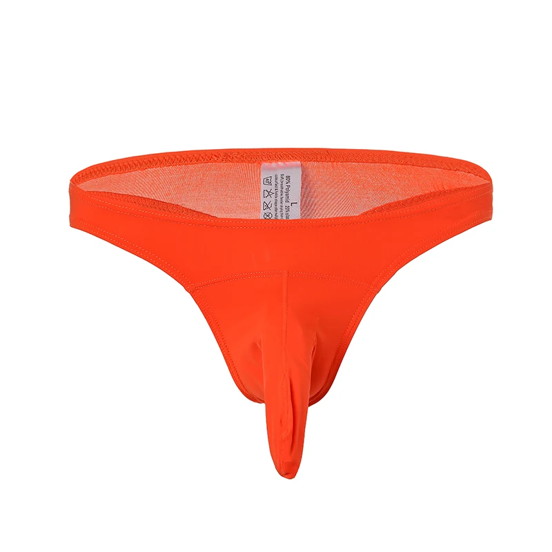 Мужские трусы стринги из бамбуковой ткани синие Однотонные танга с большим