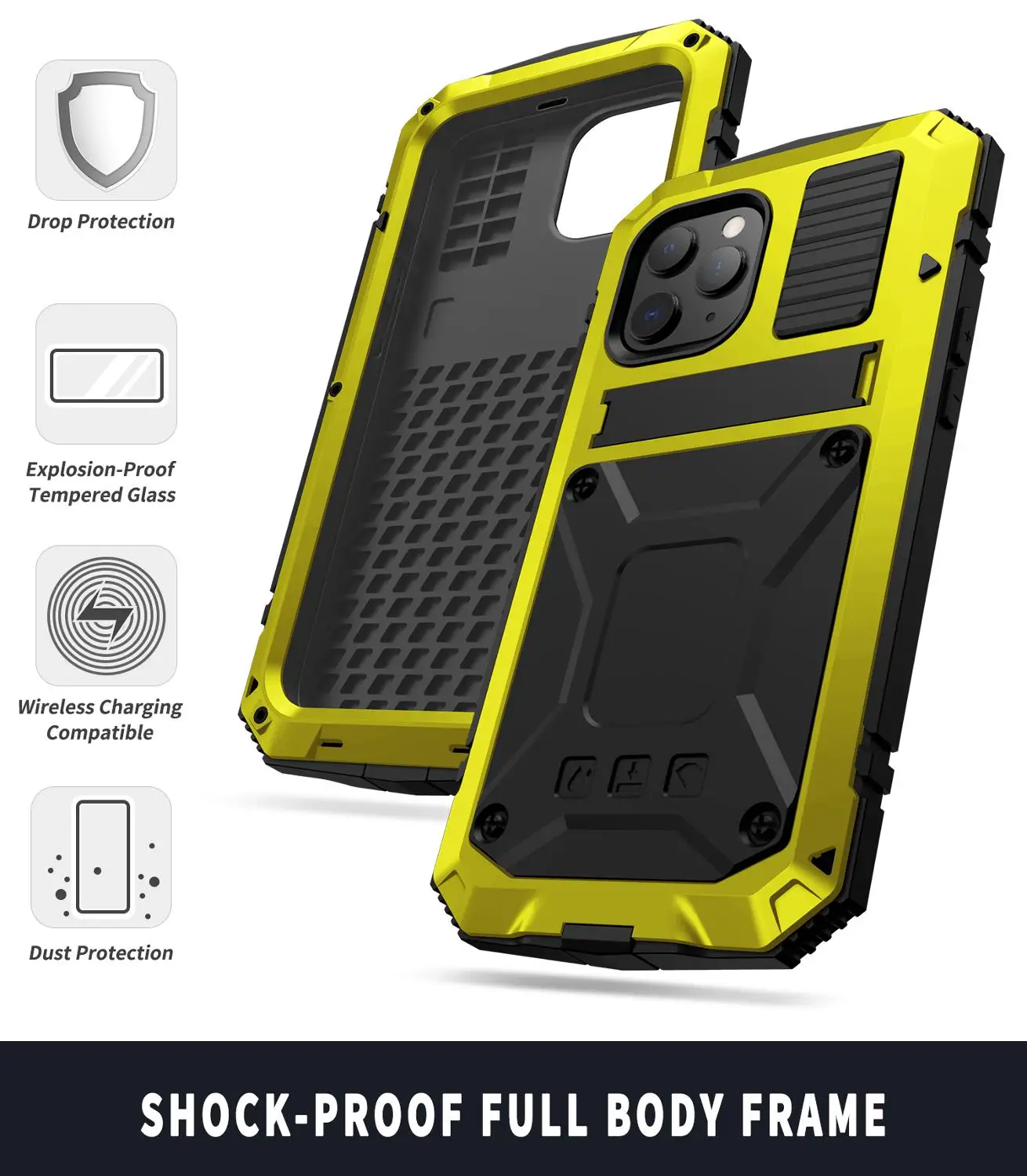 Металлический чехол со встроенной защитной подставкой для iPhone 12 Pro Max Mini 11