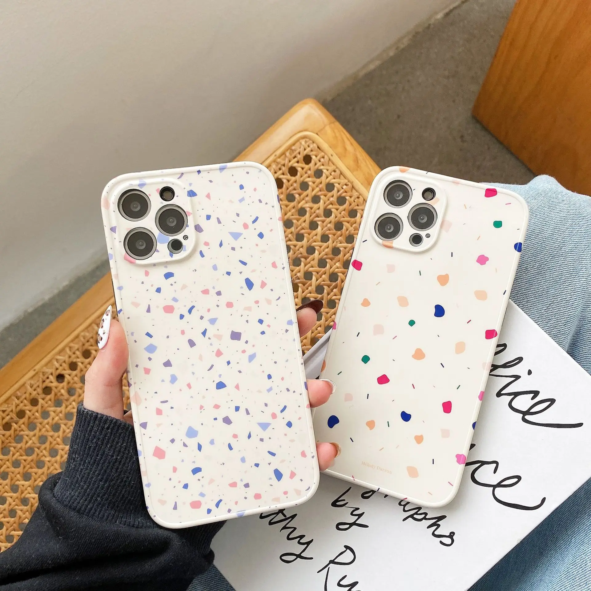 

Retro Color stone wall painting art Japanese Phone Case For iPhone 11 12 Pro Max Xr Xs Max 7 8 Plus X 7Plus case Cute Soft Cover