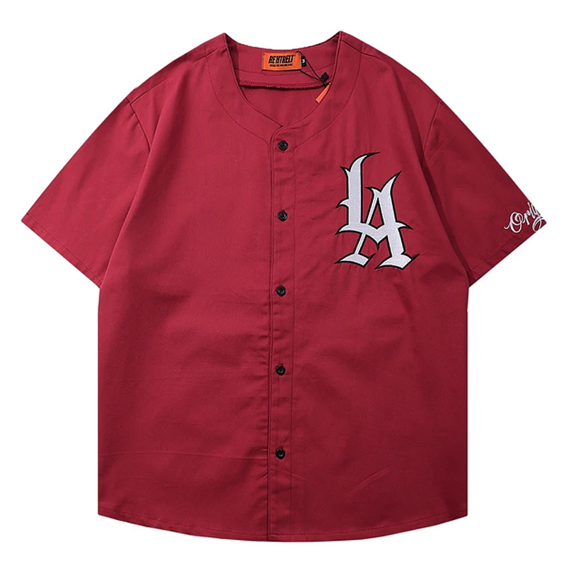 

Mens Letters Embroidery Baseball Shirt Unisex Short Sleeve t shirts 2021 Summer Oversized T shirt 100%Cotton Womens O-neck Tops