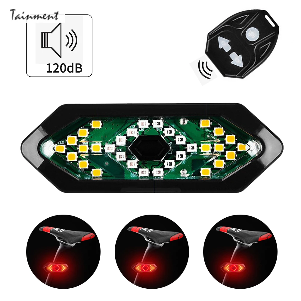 

Bicycle Tail Light Remote Control Steering Taillight USB Rechargeable Cycling Night Riding Lamp with Horn Riding Warning Light