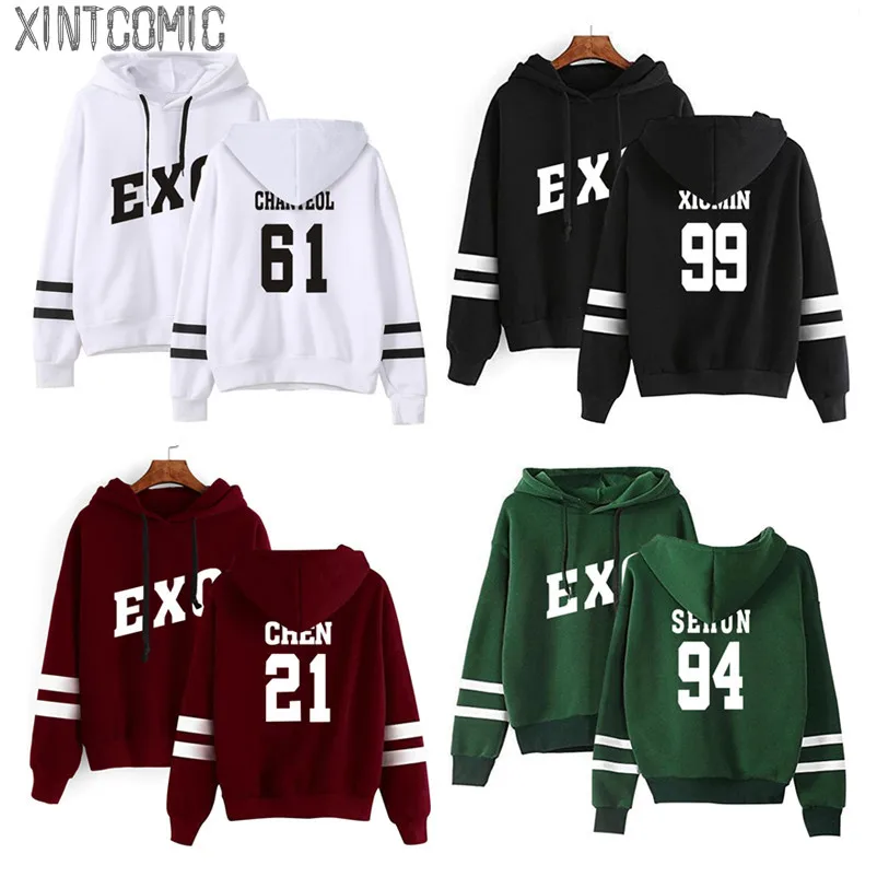 Толстовка KPOP EXO для мужчин и женщин толстовки с длинным рукавом свитшоты в стиле