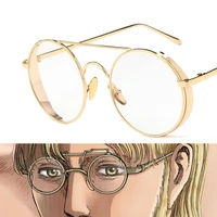 anime attack on titan zeke jaeger cosplay glasses steampunk metal flat mirror retro round glasses frame glasses anime glasses
