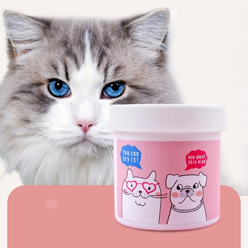 

MXLB Cat Dog Eye Cleaner Pet Tear Stain Remover Wipes Mild&Non-irritating Non-woven Canned 120 PCS Sufficient Water Content