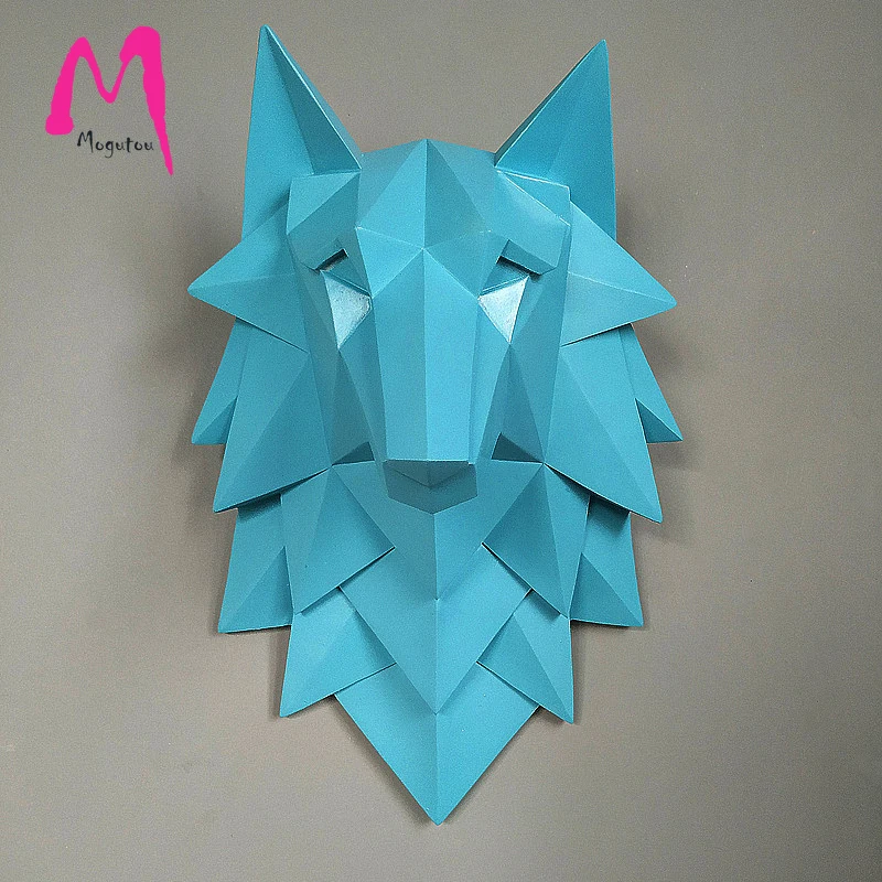 MGT ручная работа полимерная статуя 3D абстрактная голова волка украшения