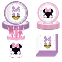 disney minnie mouse theme party supplies pink purple cups plates straw kids girls baby shower birthday party decorations set