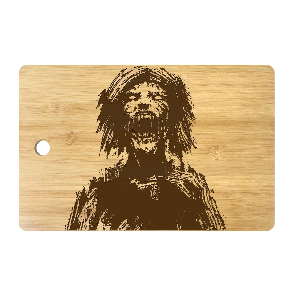 Разделочная доска с персонализированной гравировкой в виде головы зомби