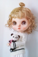 blythes baby wig fits in 16 9 10 size fashion new small pinch removable imitation mohair wig golden brown