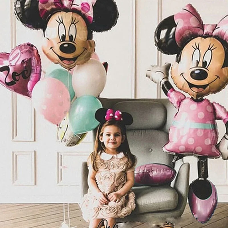 Микки Минни Маус День рождения воздушные шары торт Globos мальчик девочка день рождения Декор поставки розовый и голубой номер фольги воздушный шар