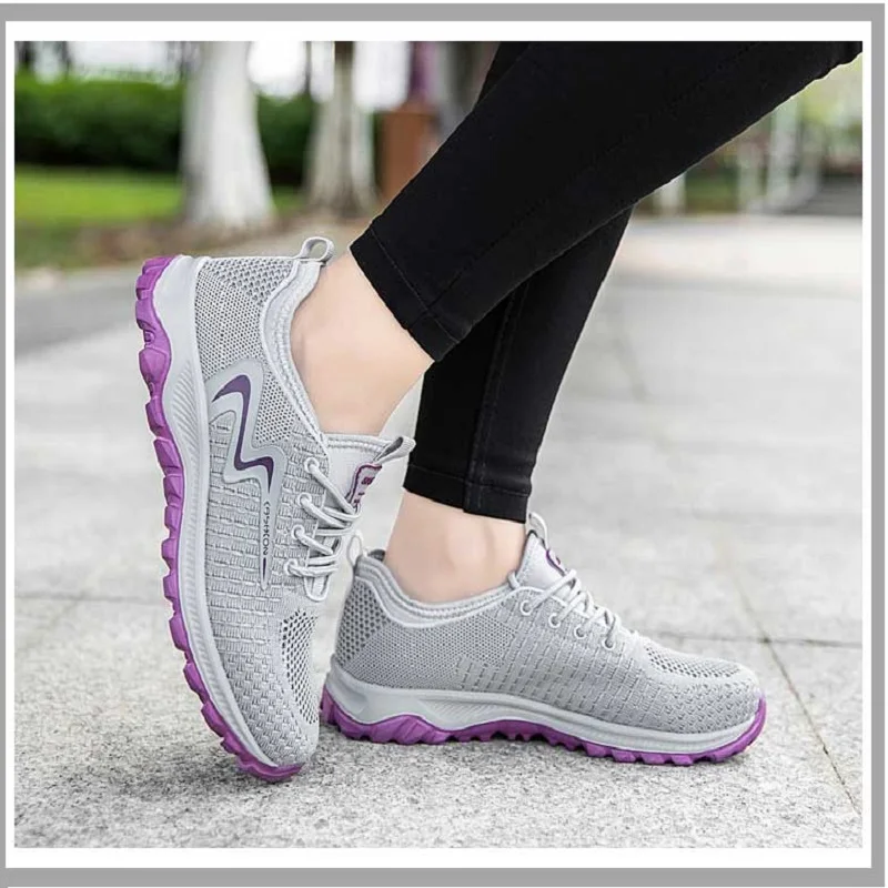 

FOHOLA New Women Sports Shoes Female Trainers Mesh Surface Running Shoes Breathable Sneakers Non-slide Mesh Women Fashion Shoes