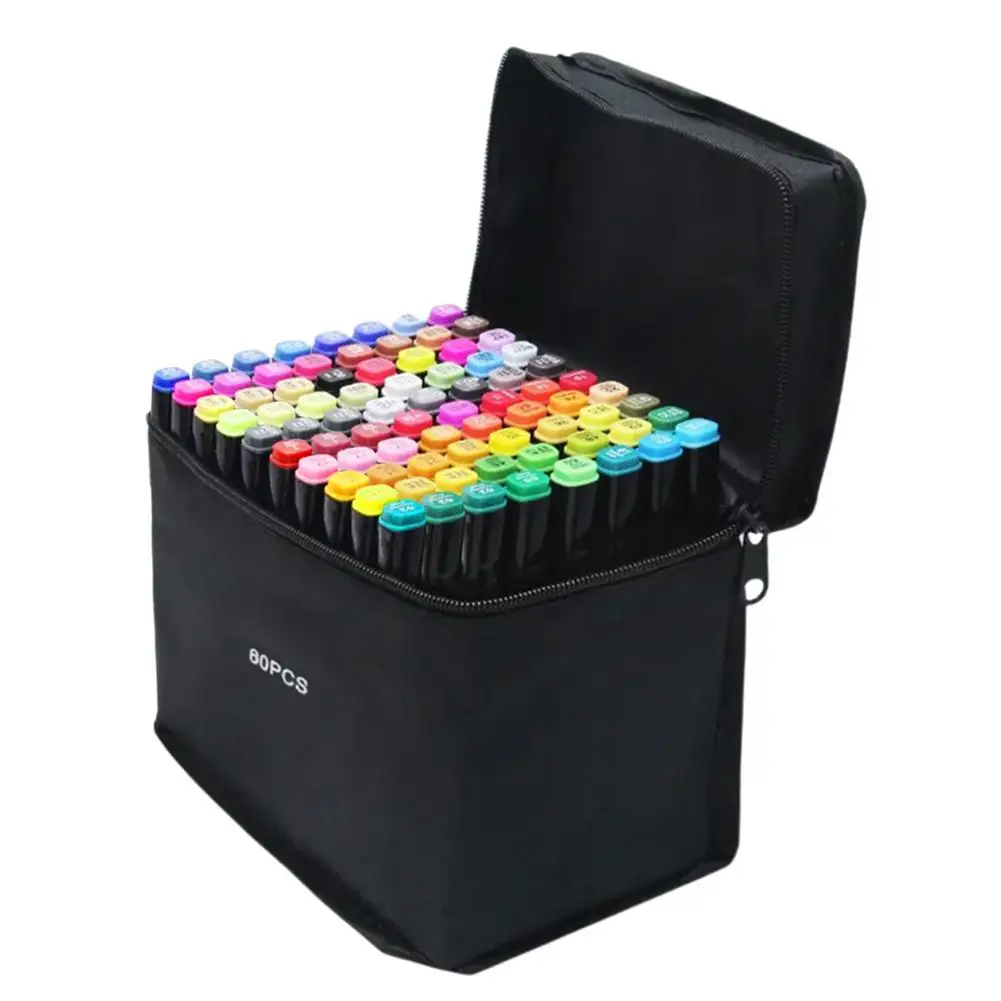 

80-Color Based Markers Double-headed Art Brush Tip Markers Based Permanent Markers With Case For Adult Kids Coloring Drawin