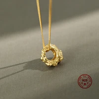 korea hot style delicate pure 925 sterling silver necklace retro irregularrock grain simple hollow pendant fine womens jewelry