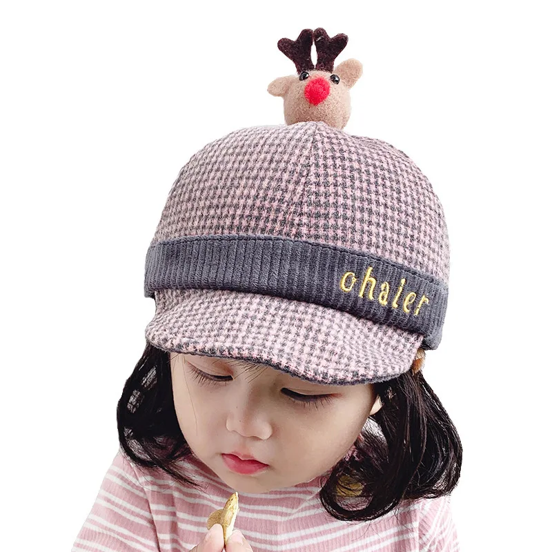 Hepburn Brand Cartoon elk Child Kids Baby Boy/Girl Cap Outdoor Visor Casquette sun hats Warm Snapback Bone Baseball | Аксессуары для