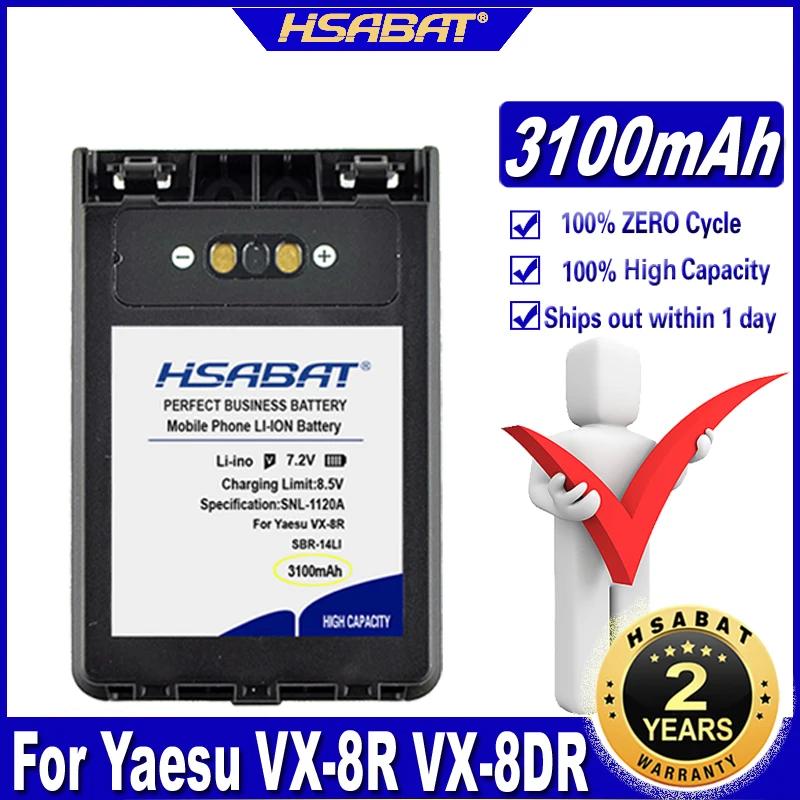 HSABAT SBR 14LI 3100 мА/ч Батарея для Yaesu VX 8R 8DR 8GR FT 1DR FT1XD 2DR радио FNB 102LI 101Li