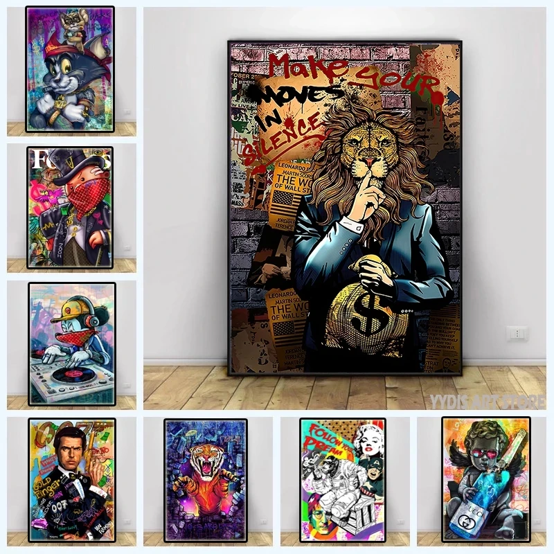 

DIY Cartoon Graffiti Art Lion 5D Diamond Painting Money Dollar Poster Embroidery Cross Stitch Art Picture Home Decoration Gift