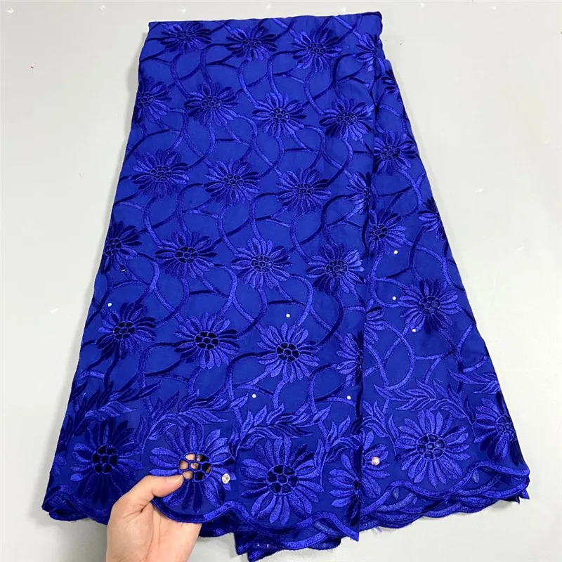 

5 Yard Dry Lace Fabric 2021 Latest Heavy Beaded Embroidery African Cotton Swiss Voile Popular Dubai Style For Party Wedding 3L2