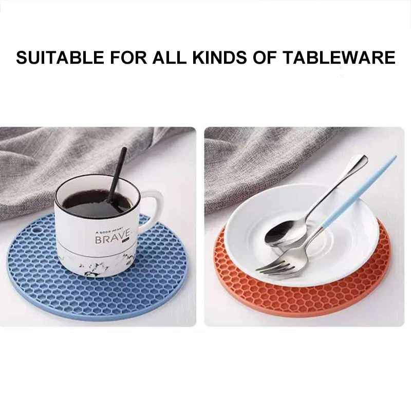 

1/5/10pcs Siliconetable Mat With Hanging Hole Heat-resistant Anti-slip Coasters Round Shapetable Placemat Mat Pad For Kitc