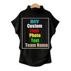 Женские персонализированные настройки вашего изображение логотипа текст с высоким воротом рубашка с рукавом летучая мышь с коротким рукавом Футболка
