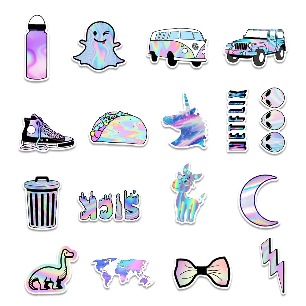 103050pcs new holographic graffiti stickers trolley case skateboard mobile phone decorative stickers wholesale free global shipping