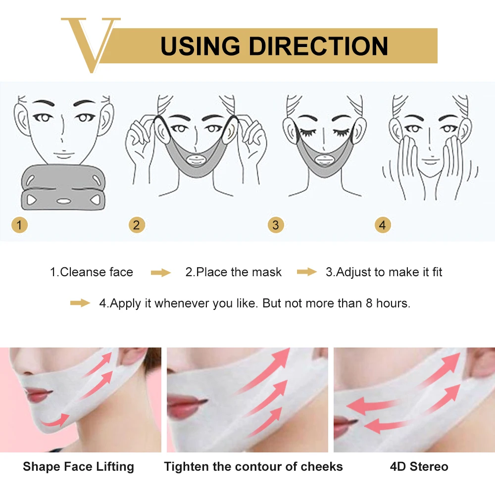 

4pcs Face lift Slimming Mask V Line Chin Up Patch 4D Reduce Double Chin Tape Neck Firming Shape Mask US BR Do Dropshipping