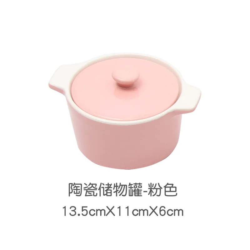 

double ears with lid Multi-color ceramics can be baked in the oven Small baking bowl/dessert bowl/breakfast bowl